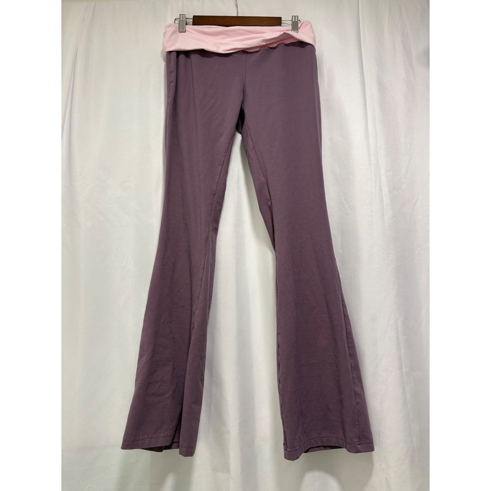 Blue Riot XO Women's M Purple Pink Foldover Waist Flare Yoga Pants Y2K